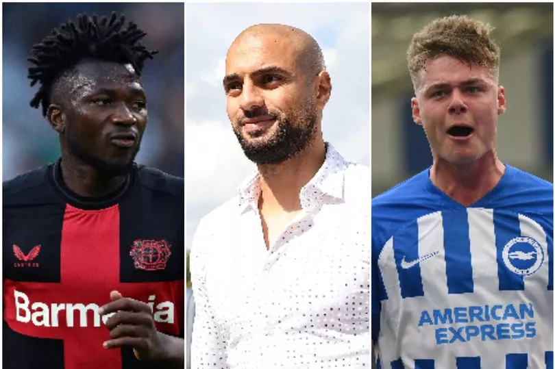 Edmond Tapsoba, Sofyan Amrabat và Evan Ferguson lần lượt từ trái sang phải